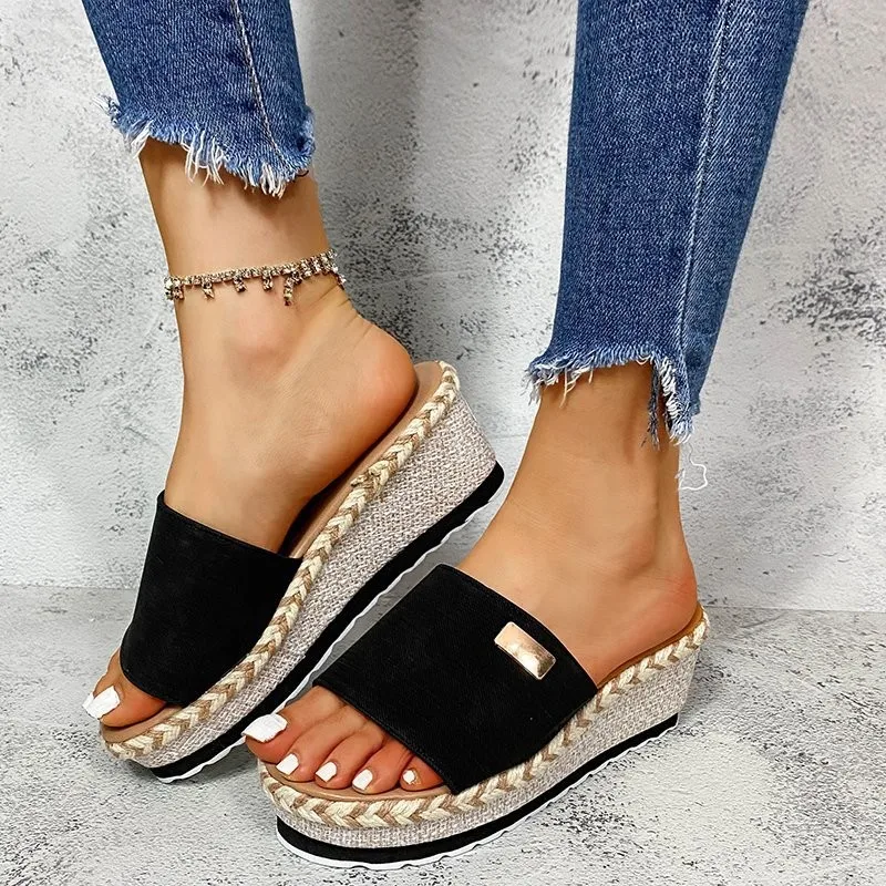 

Summer Shoes for Women Shoes on Heels High-heeled Sandals Pumps Shoes Fish Mouth Shoes Hemp Rope Twine Thick Bottom