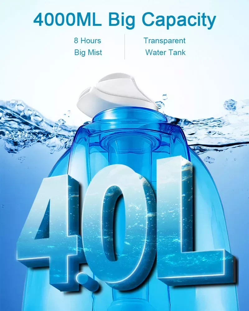 

NEW2023 Air Humidifier 360 Degree Rotating Dual Nozzles 110V-220V for Bedroom Office Essential Oil Aromatherapy Diffuser 4000ML