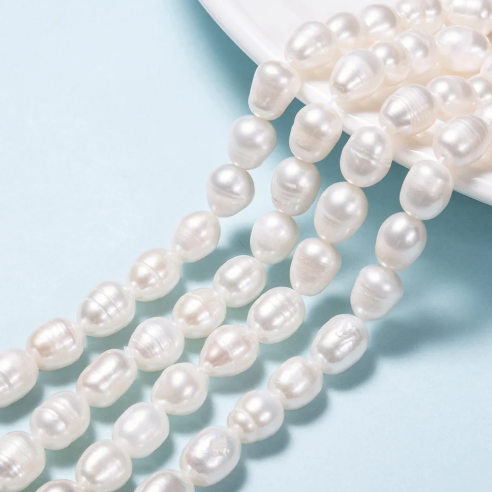 2 hebras de perlas naturales cultivadas de agua dulce, cuentas blancas para DIY, accesorios de joyería, fabricación de collares, pulseras, agujero: 0,8mm