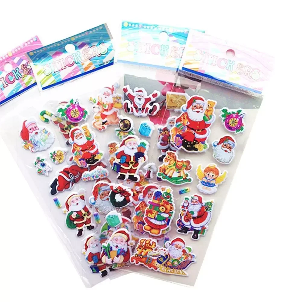 

10Pcs/lot Christmas Gifts Merry Christmas 3D Carton Stickers For Kids Xmas Decor Puffy Santa Bubble Sticker Year Claus Happ D6Z0