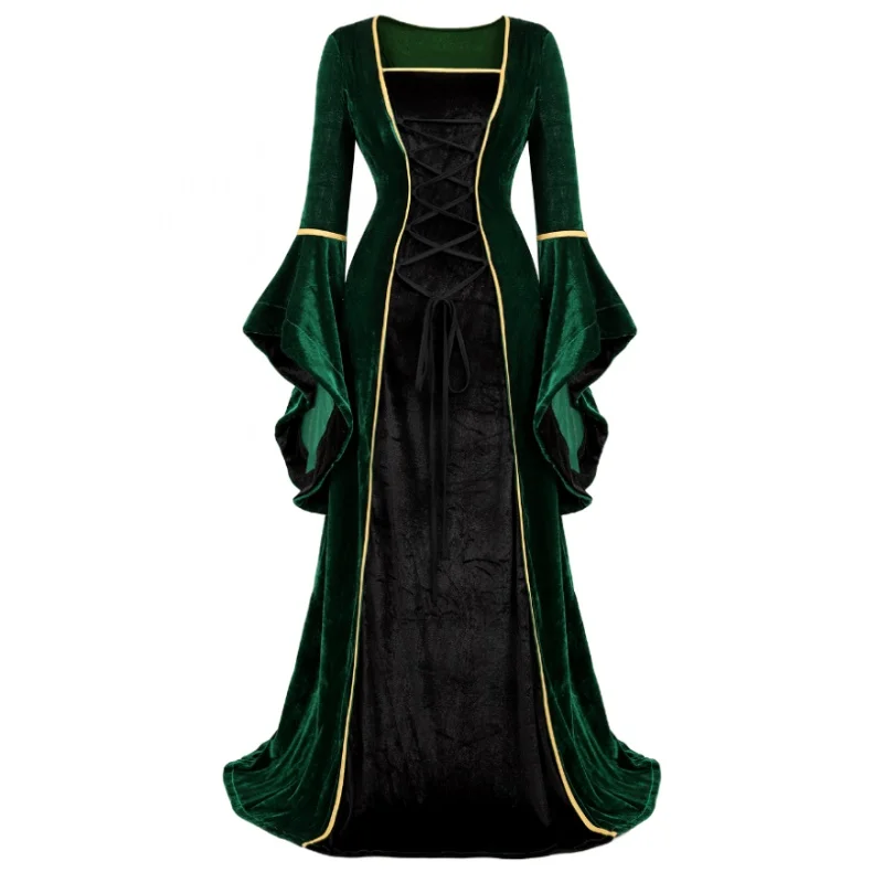 

Women Renaissance Irish Deluxe Velvet Dress Victorian Medieval Long Dress Retro Fancy Gown Halloween Cosplay Costume Plus Size