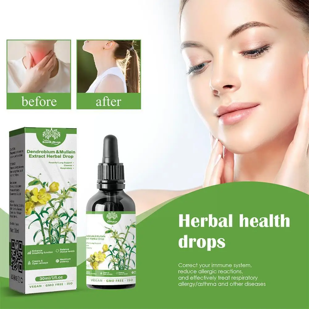 Dendrobium & Mullein Extract - Powerful Lung Support USA & Respiratory & - Made Drops - Cleanse In Herbal