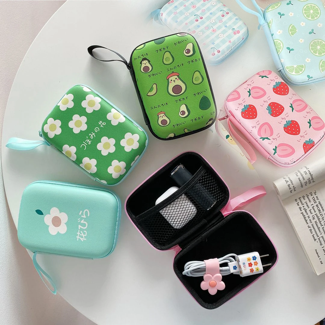 

Cartoon Mini Storage bags cute For airpods Headphone Storage Case for iPhone USB Cable Earphone Earbud Accessories Storage Bag