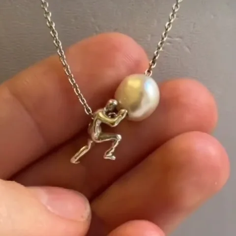 Новое модное ожерелье с жемчугом в форме людей из нержавеющей стали для женщин