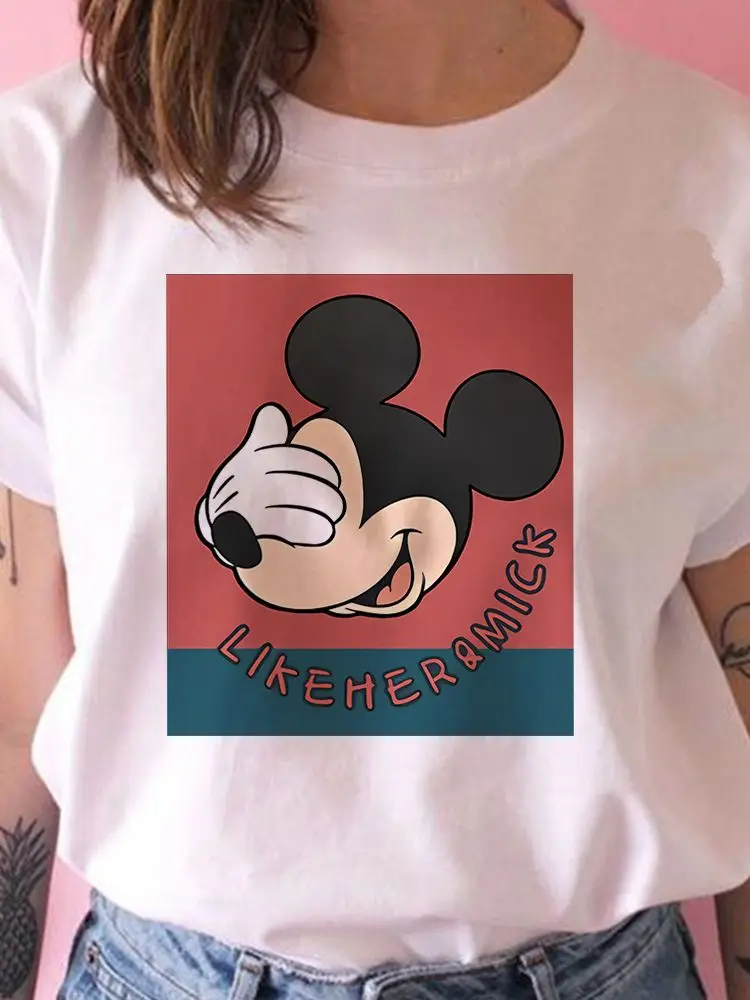 

Disney T Shirt Women Summer Popular Mickey Mouse New Products White All-Match Tshirt Trendy Leisure Harajuku Cartoon T-Shirt