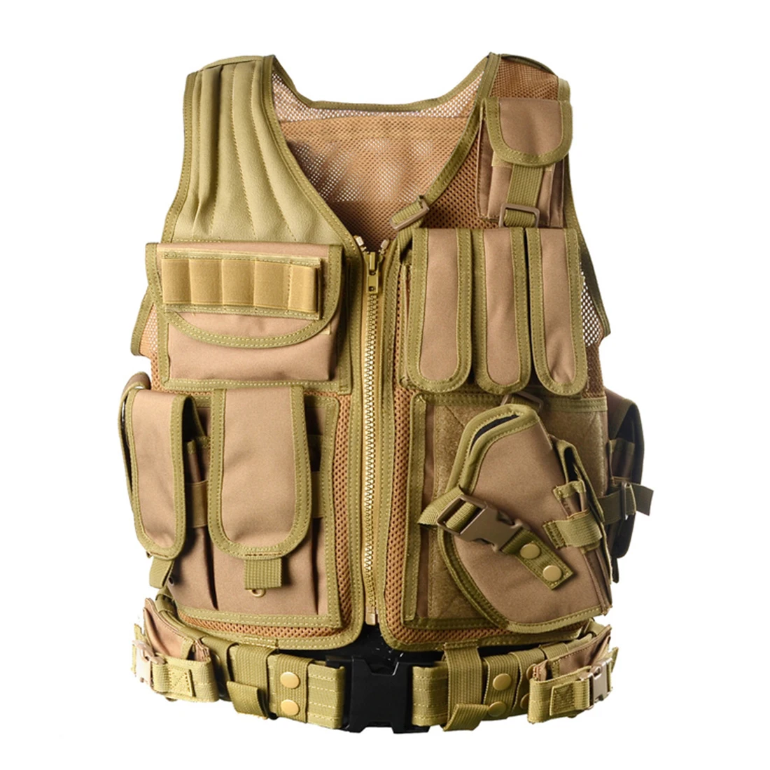 

Tactical Military Vest Field Operations Mens Tactical Hunting Vests Army Adjustable Armor Outdoor CS Training Vest Airsoft Tan