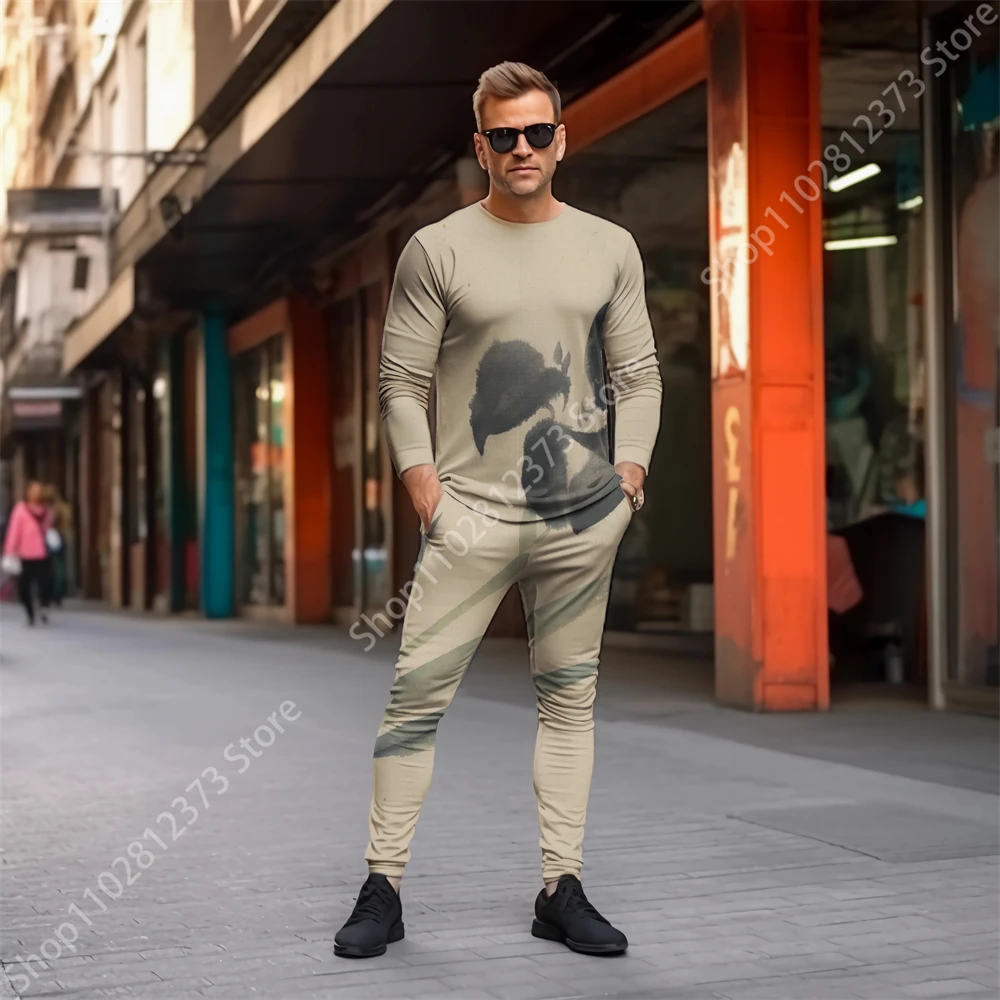 2023 Tracksuit Men New Street Casual Long Sleeve T-shirt+Pants Men's Sets Clothes For Men Fashion 3D Print Sports Men's Clothing
