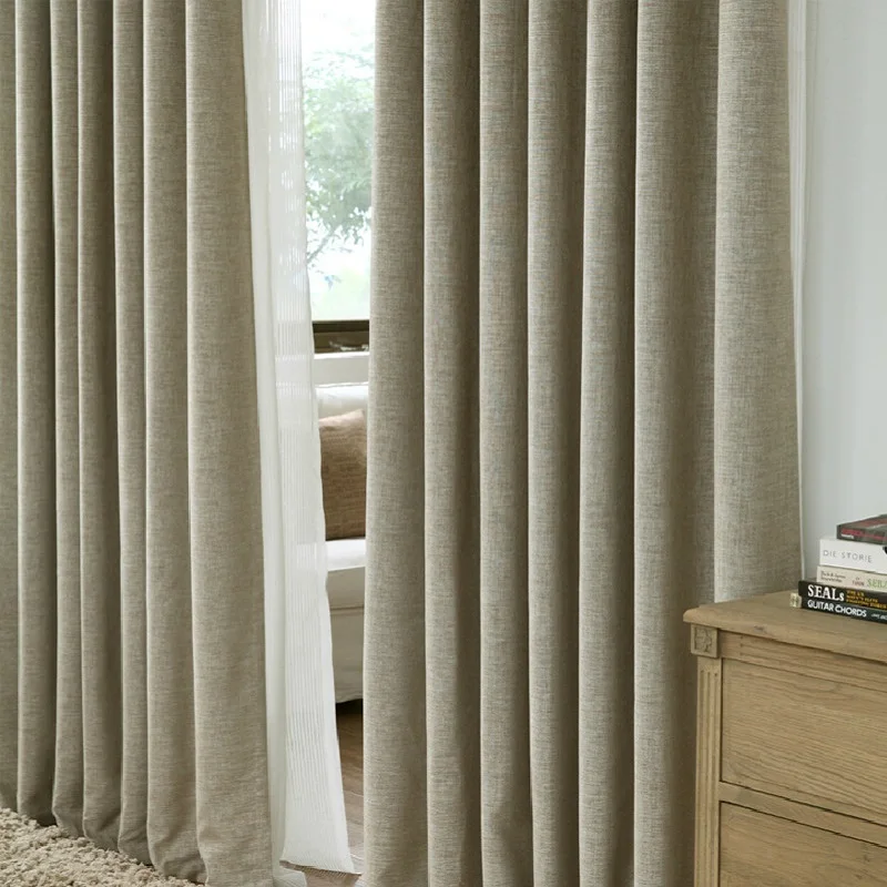 

Modern Simple Curtains for Living Room High Shading Cortina Bedroom Solid Color Curtain Imitation Linen Drape Window Home Custom