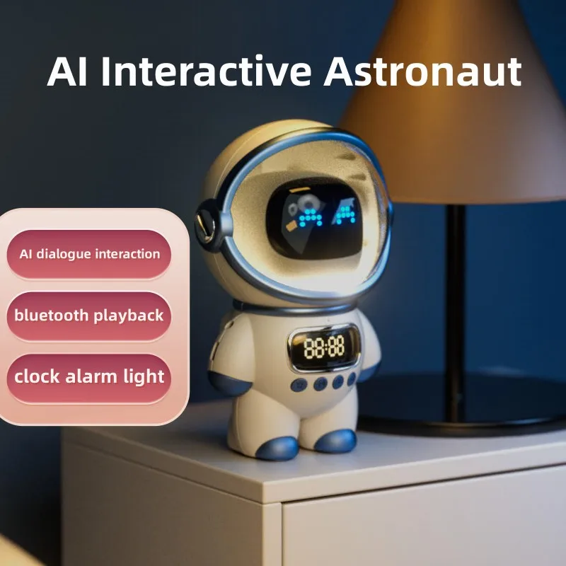 

2023 New Bluetooth Smart AI Interactive Clock Alarm Clock Insert Memory Card Computer M20 Astronaut Smart Speaker