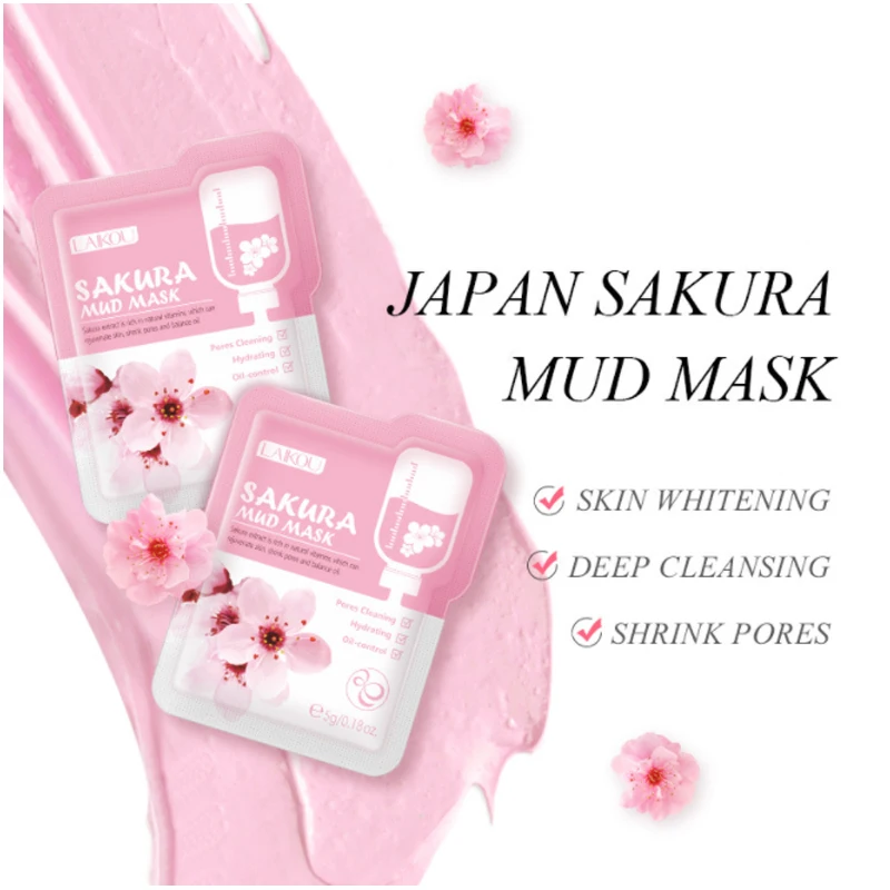 

5Pcs Japan Sakura Modder Gezichtsmasker Anti Rimpel Night Facial Packs Huid Schoon Dark Cirkel Hydrateren Anti-Aging face