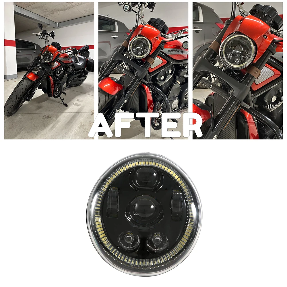 

60w New DRL Angel Eye LED Headlight with Halo Ring Daytime Running Light For Motorcycle VRSCA V-Rod VRod Night Rod Special