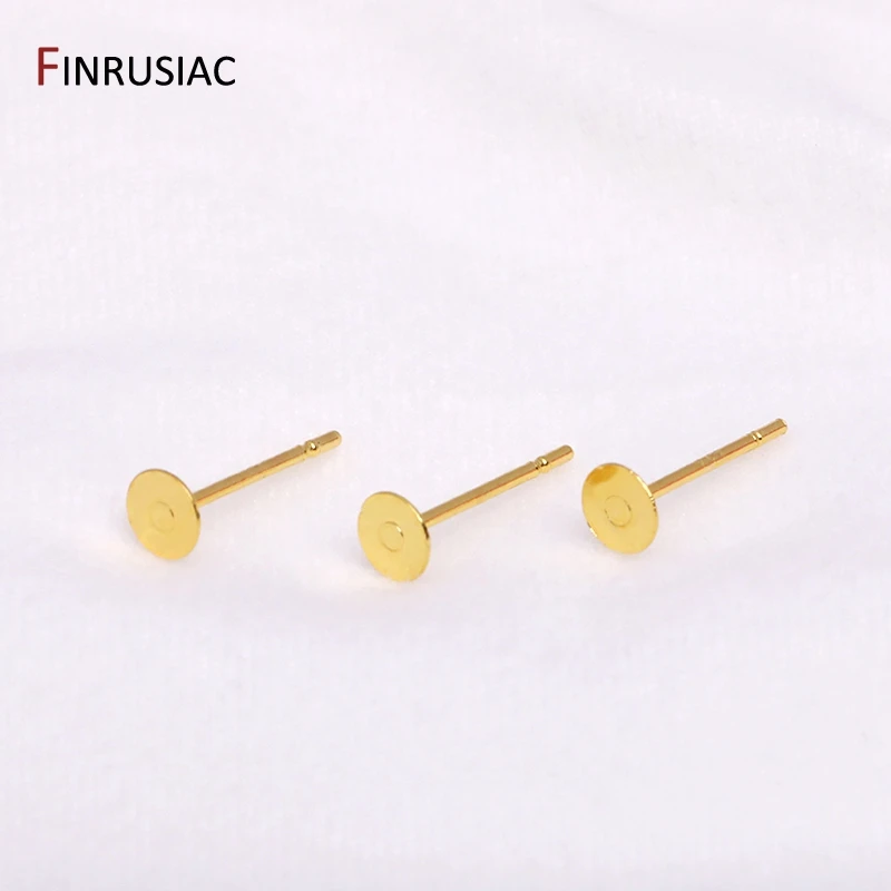 18k Gold Plated Copper Post Earring Base Earring Studs Earring Blank DIY Earrings Accessories Jewellery Making Supplies images - 6