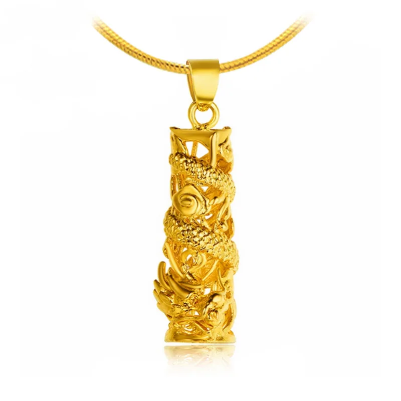 

14K Gold Palted Dragon Hollow Column Pendant for Men Exquisite Pendant Without Chain Fine Jewelry Birthday Wedding Luxury Gifts