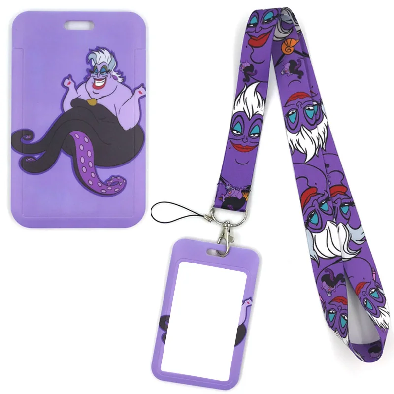 Disney Characters Ursula Fashion Lanyard ID Badge Holder Bus Pass Case Cover Clip Bank Credit Card Holder Strap Card Holder