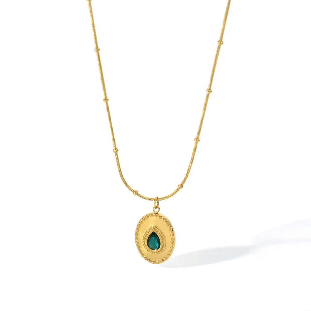Vintage Necklace Pendant Natural Stone Geometric Turquoise Stainless Steel Charm for Necklaces DIY Jewelry Making Wholesale