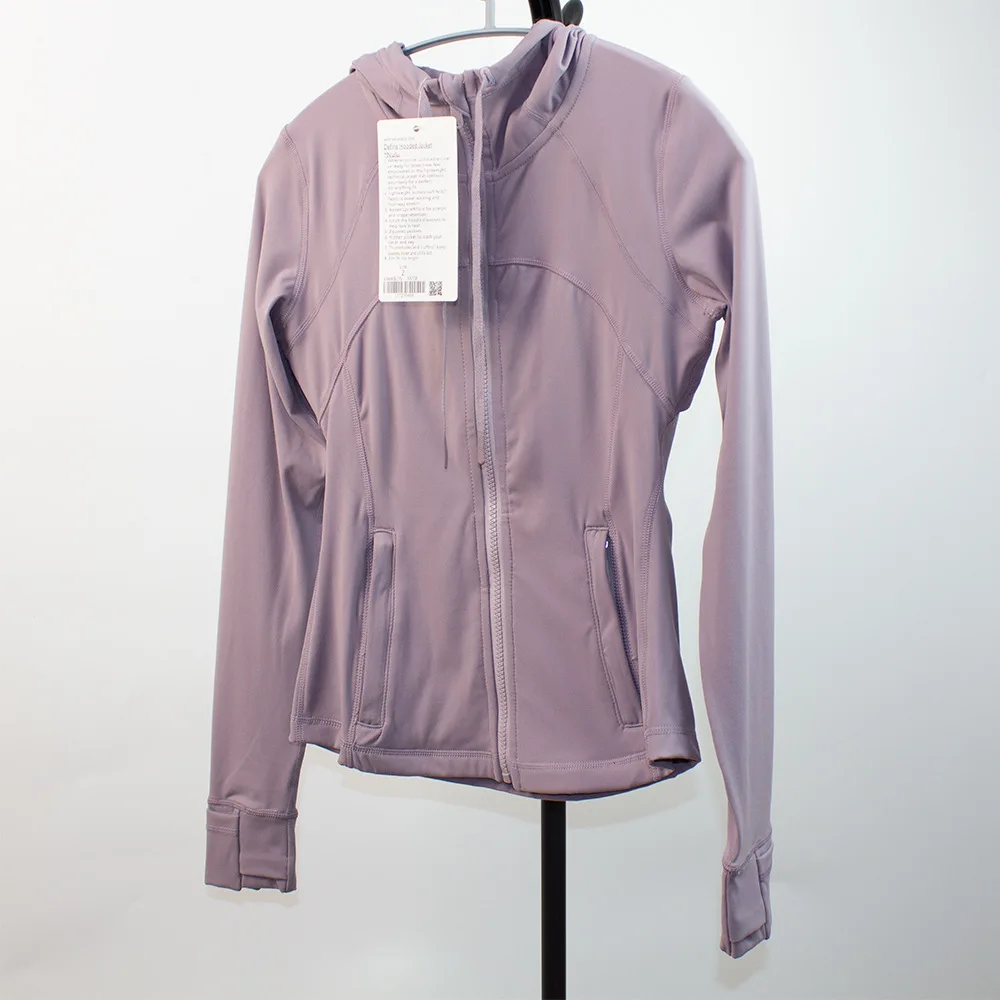 

LULU YOU LIKE Women Gym Coat Hooded Define Jackets Sports Long Sleeve Zip Up Top Tight Running Nylon Workout Gym Clothes