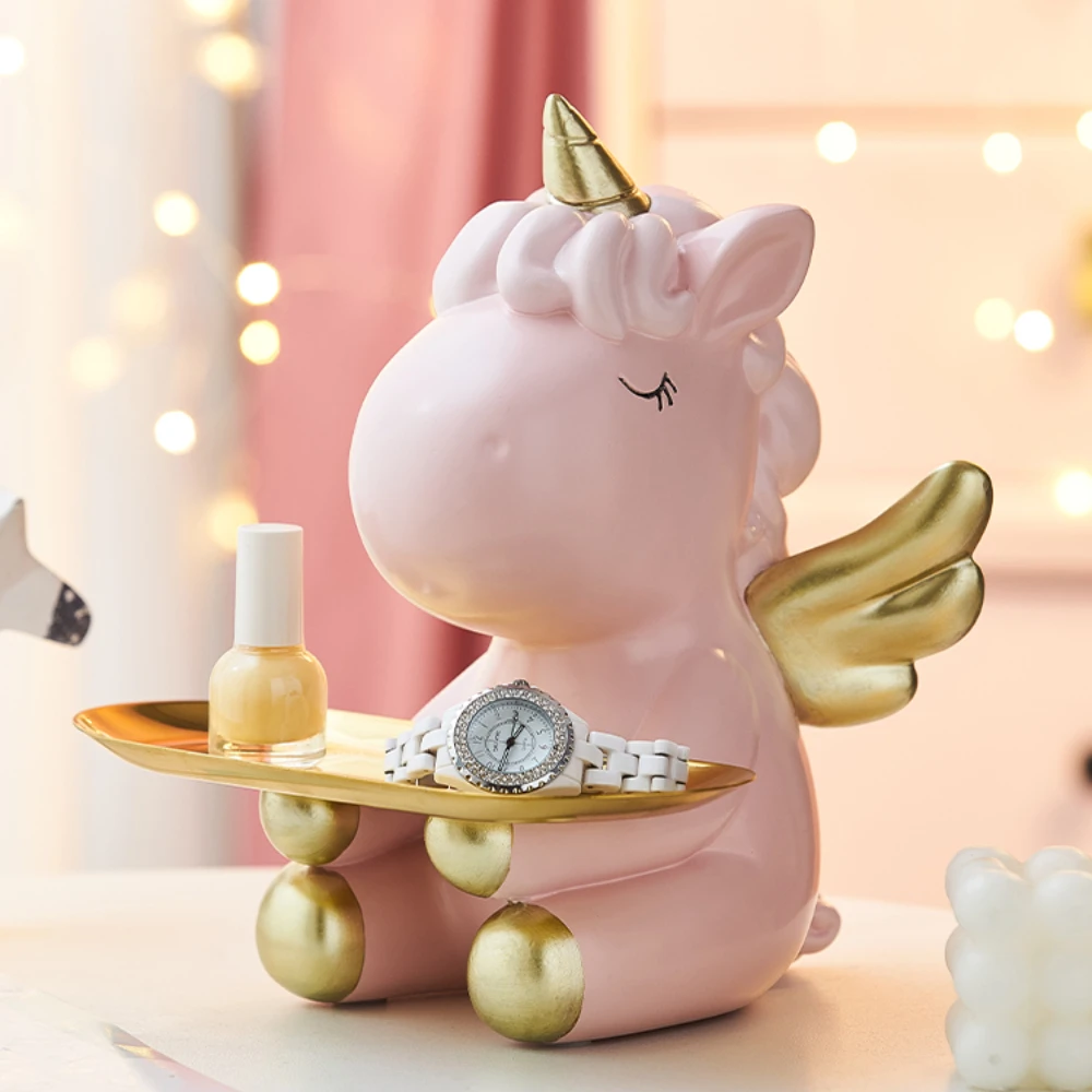 

Cute Statues Girl Heart Storage Tray Home Decor Creative Living Room Decorations Coffee Office Desk Accessories Key Storage Gift