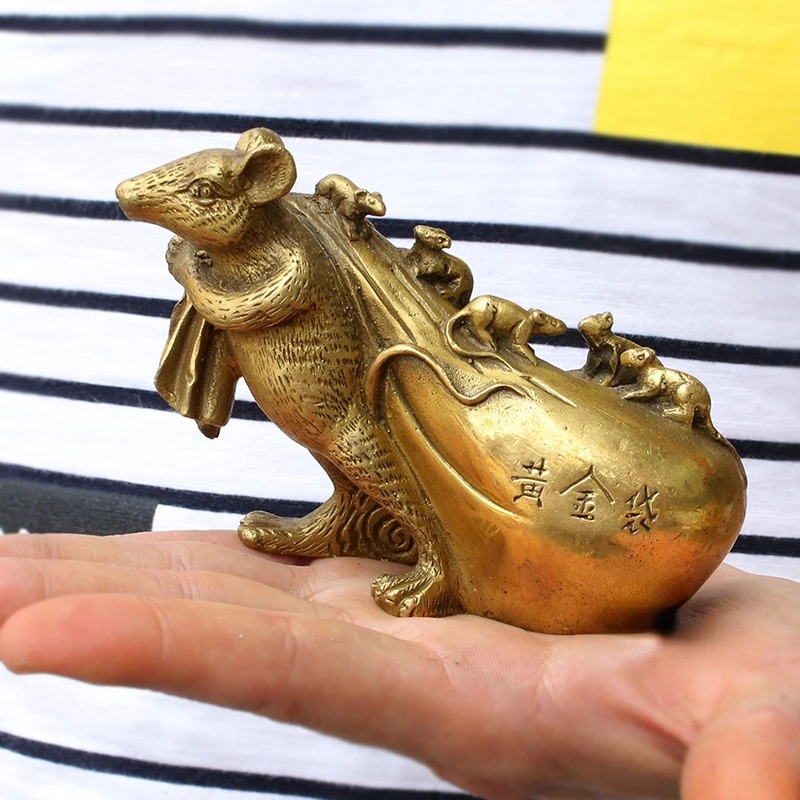 Золотая сумочка для денег с изображением богатства 6 мышей украшение офиса и дома