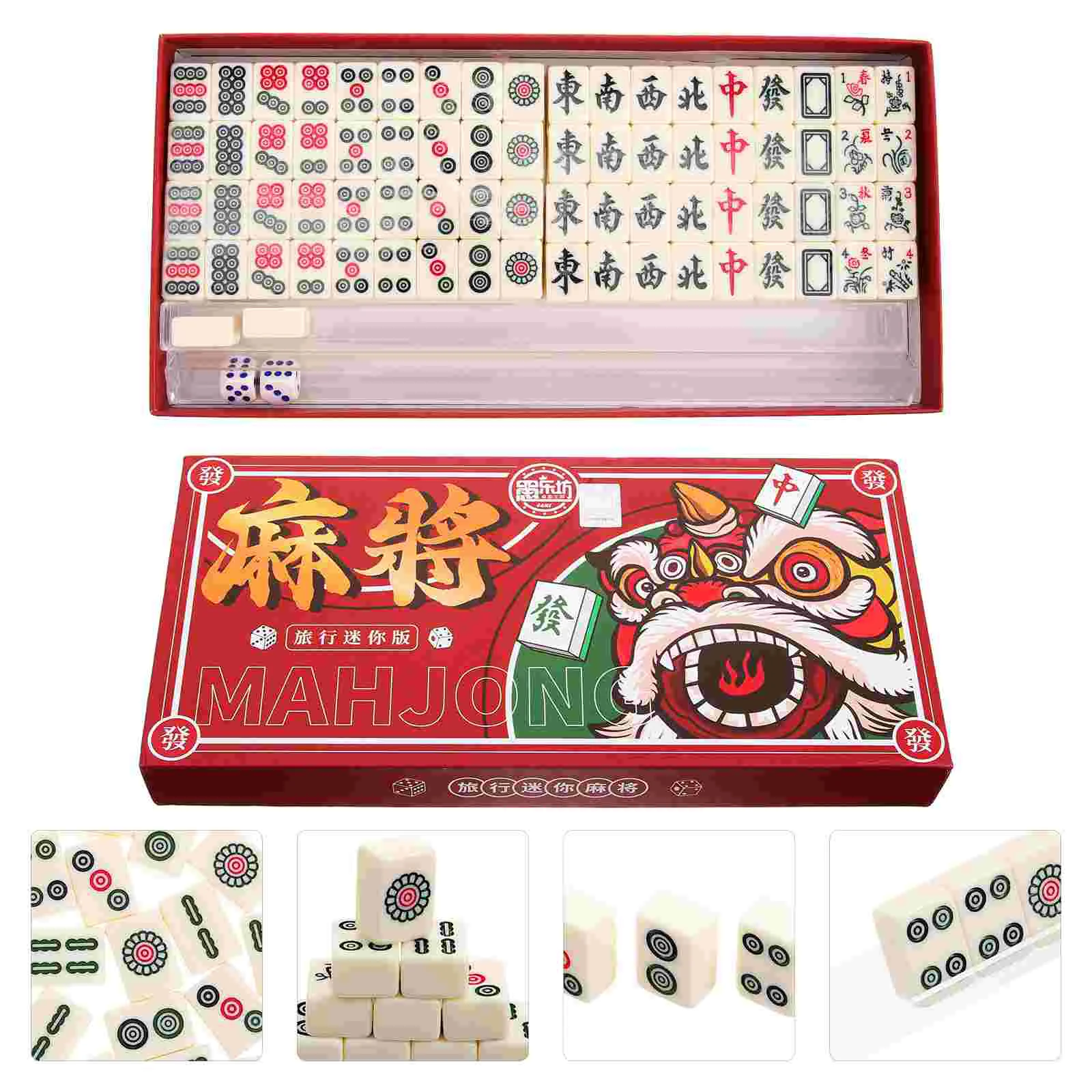 

Toys Travel Table Game Mahjong Suite Interesting Kit White Miniature Gifts