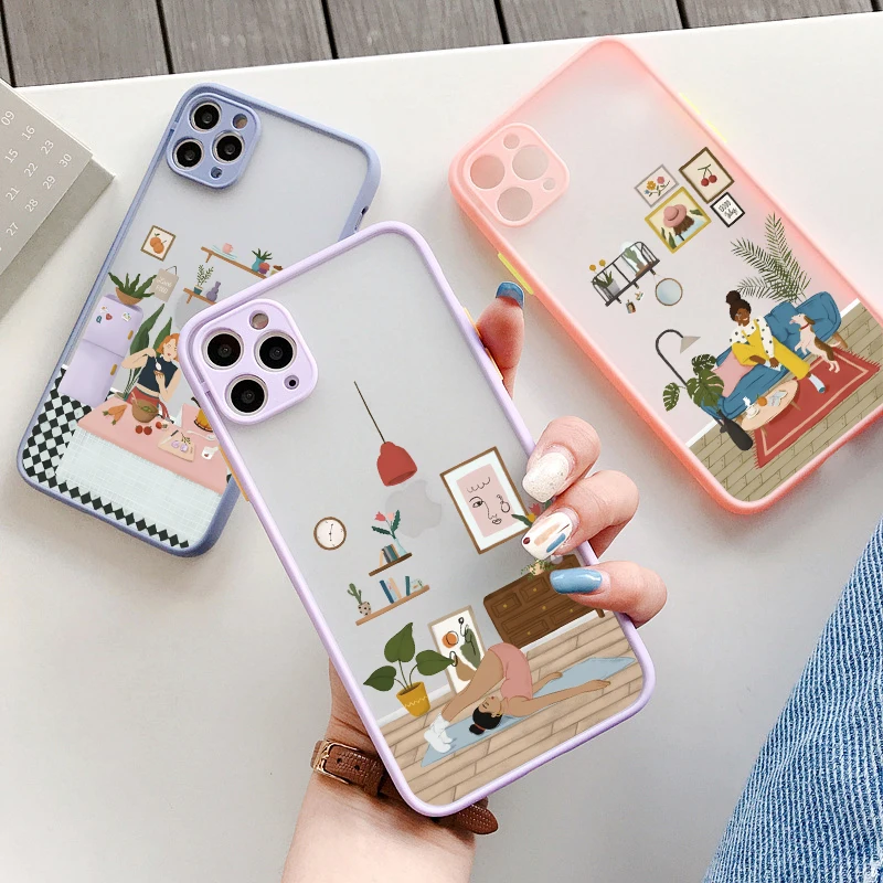 

Modern Girl Art Phone Case For iPhone X XR XS 14 13 12 11 Plus Pro Max Mini SE 2020 8 7 Plus Fashion Home Protective Shell Funda