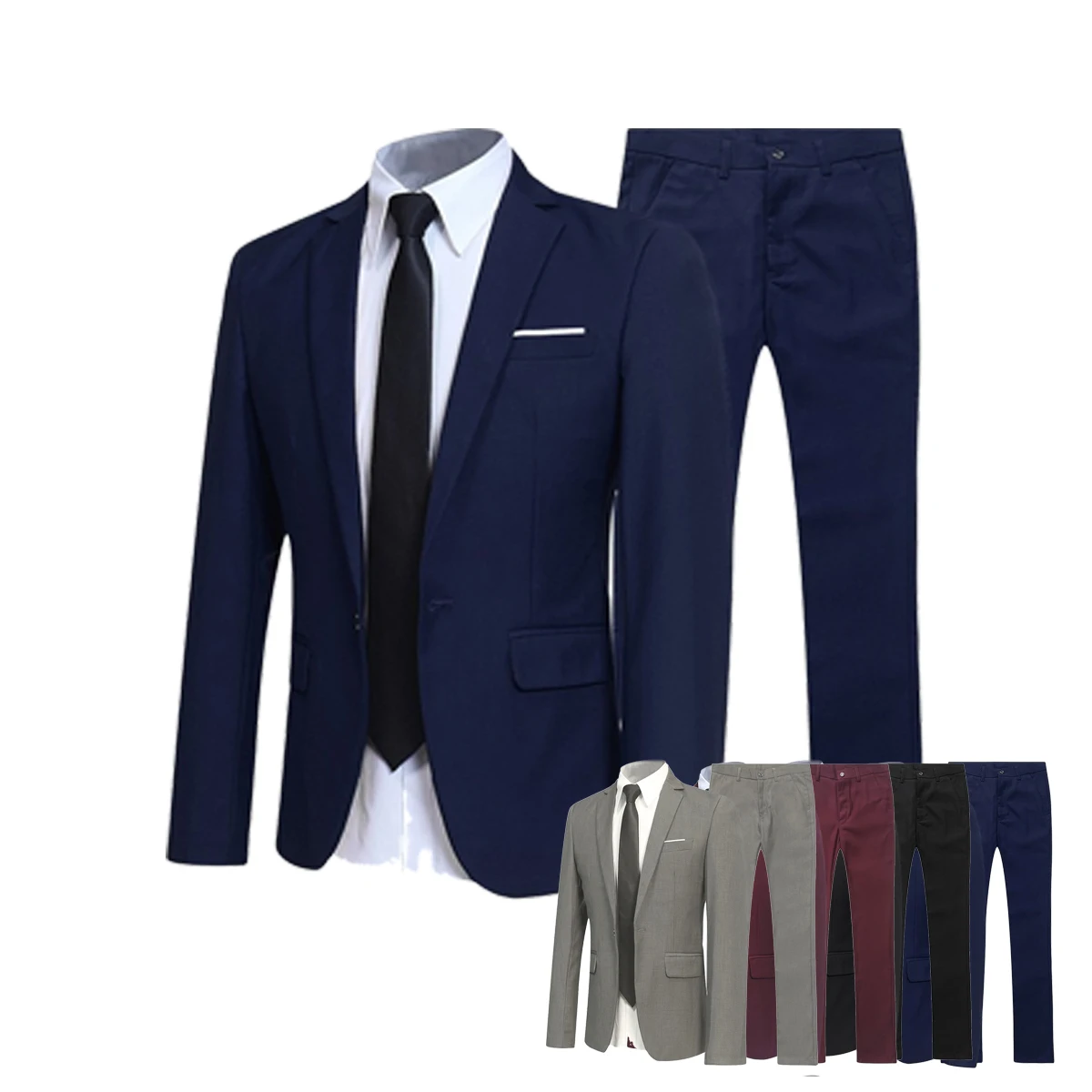 

2023 Trend Suit Two-piece Male British Gentleman Hair Stylist Groom Wedding Formal Suits For Men Wedding Jacket Full Blazer