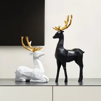 statue deers sculpture resin reindeer decoration nordic home decor statues deer figurines modern decor tabletop crafts ornament