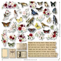 51pc bird butterfly vintage cardstock die cuts collection kit scrapbooking planner craft card making journaling project new 2022
