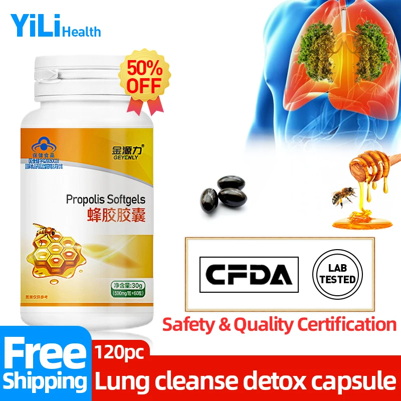 

Lung Cleanse Detox Supplements Capsules Mucus Remover Smoke Lungs Detoxification Pills Cleaner for Smokers Propolis CFDA Approve