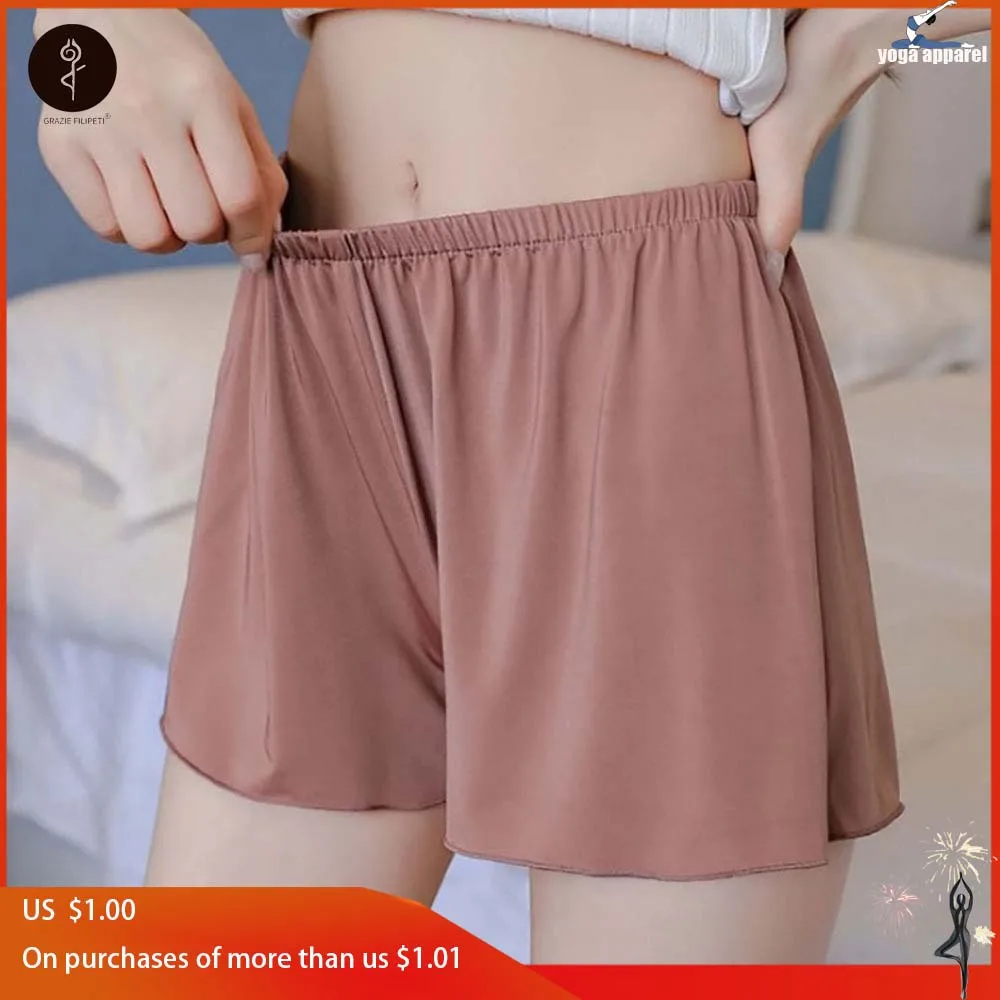 

Women Wear Loose Large and Thin Ice Silk Pajamas Inside and Outside In Summer. Women's Anti Light Safety Pants Shorts for Women