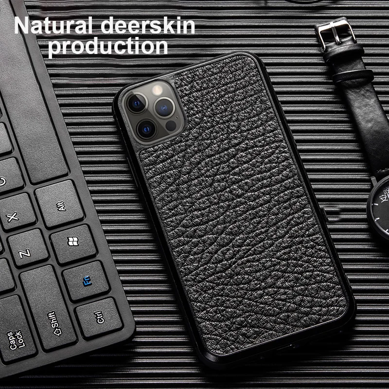 

Genuine Leather Phone Case For iPhone 13 Mini 12 11 Pro For Apple X XS Max XR 7 8 Plus SE 2020 Natural Deerskin Back Cover Funda