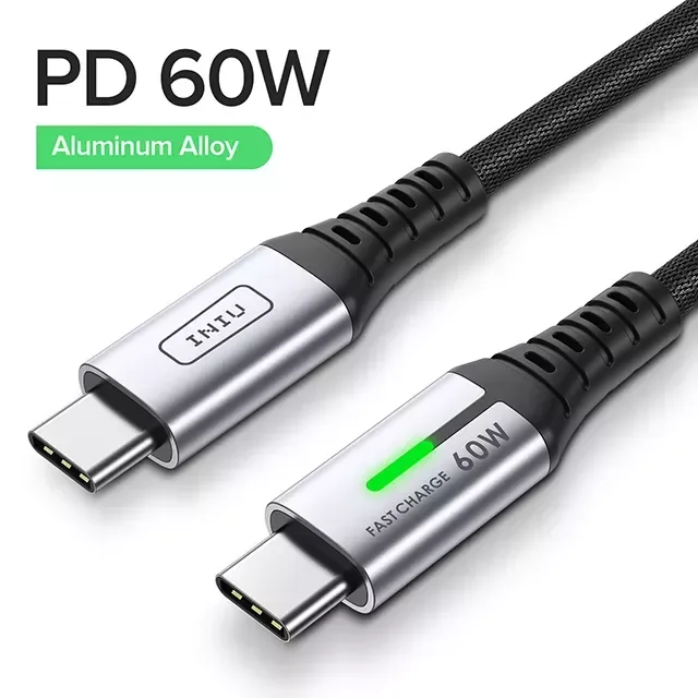 

PD 100W USB C To USB Type C Fast Charging Charger Data Cord Redmi S20 S9 Macbook Pro