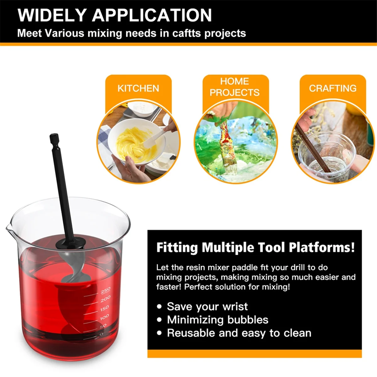 Смеситель для краски 8 шт. многоразовых смесителей эпоксидной и смолы лопатка