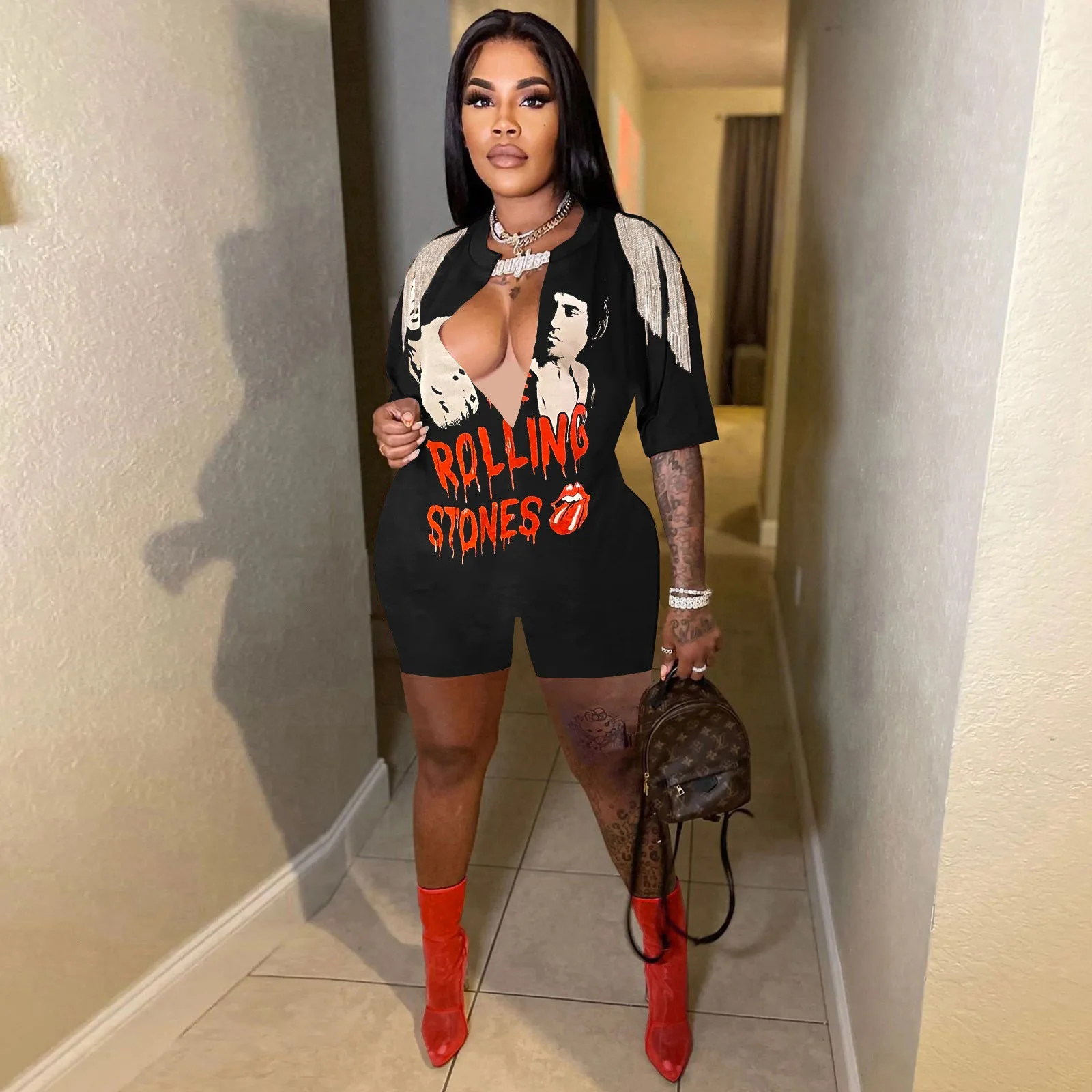 

Женский Летний комбинезон в стиле хип-хоп с принтом