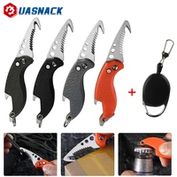 portable multifunction express parcel knife keychain stainless steel serrated hook outdoor camping folding knife can opener