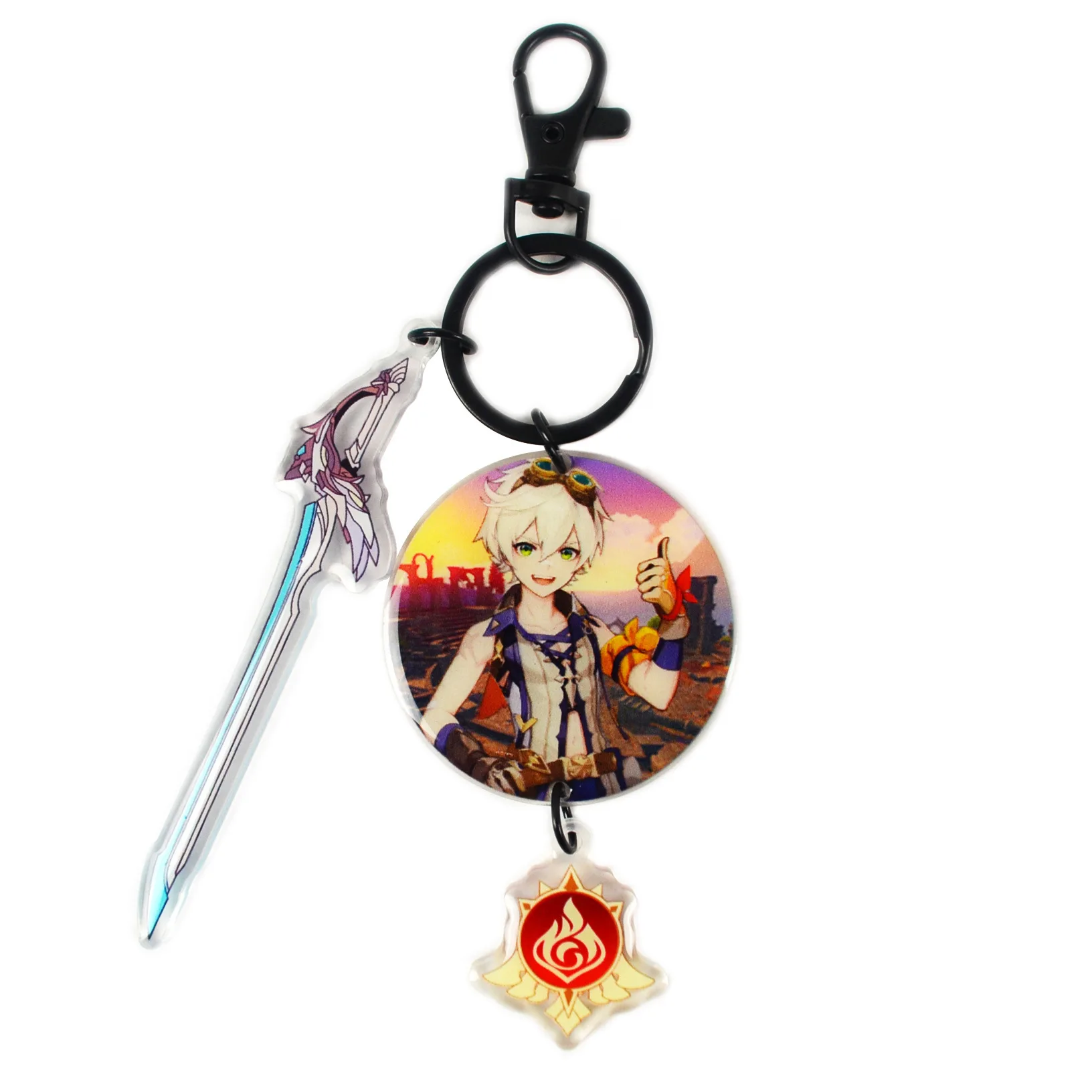 

Anime Genshin Impact Qiqi Cosplay Keyrings Acrylic Figure Ning Guang Keychains Kawaii Bags Key Chain Pendant Deocr Fans Gift