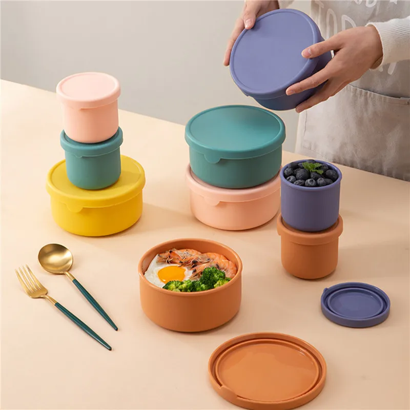 

Silicone Bowl With Lid Set Reusable Food Container With Airtight Lid For Storing Food Microwave/dishwasher/fridge Safe Bowl