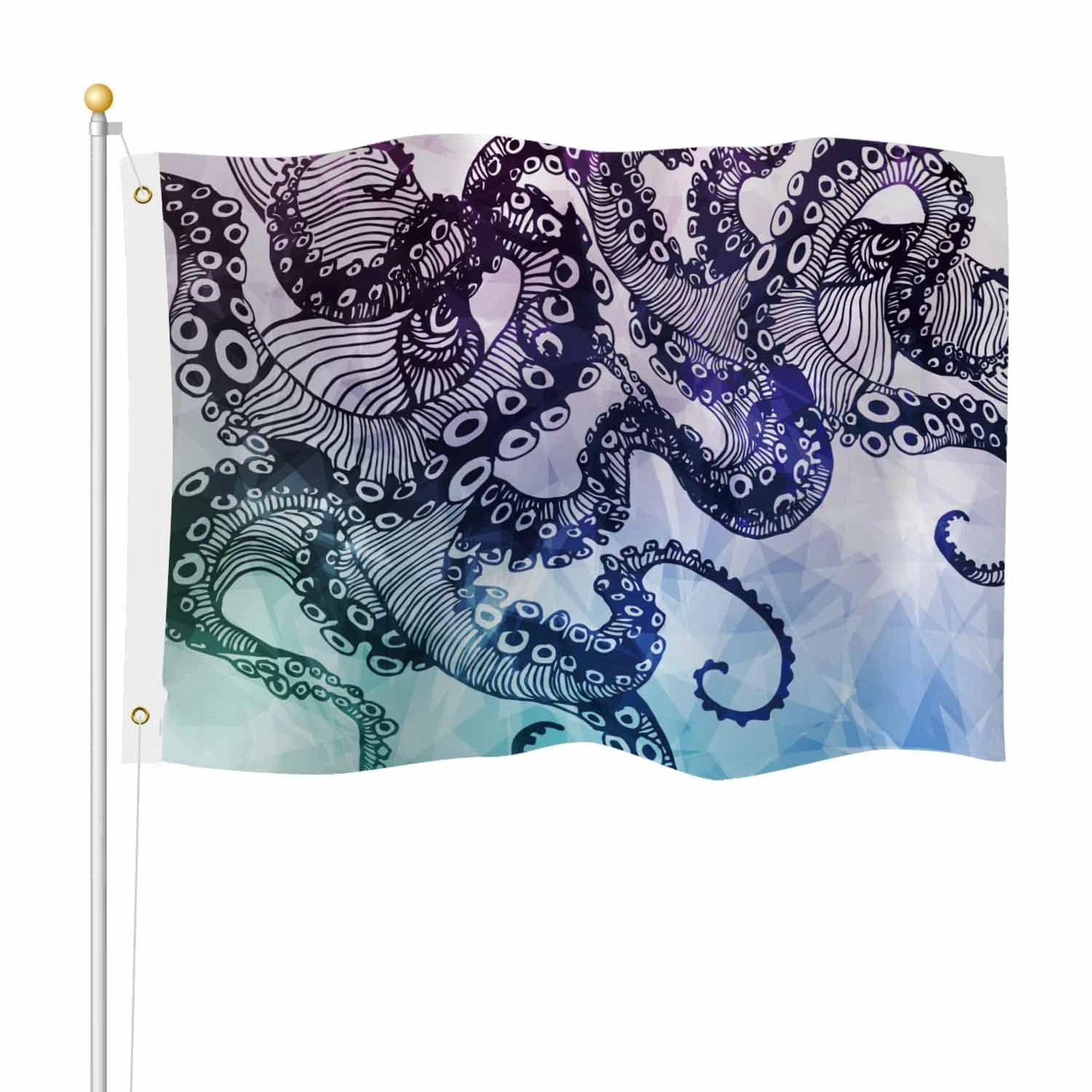 

Флаг-осьминог, домашние украшения для дома и улицы, абстрактные хипстерские флаги для океана, двухстроченные щупальца-осьминог, флаг с Люверсами