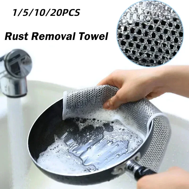 

Стальная проволока, двухслойная антипригарная салфетка для мытья посуды, кухонная посуда, посуда, тряпка для мытья посуды