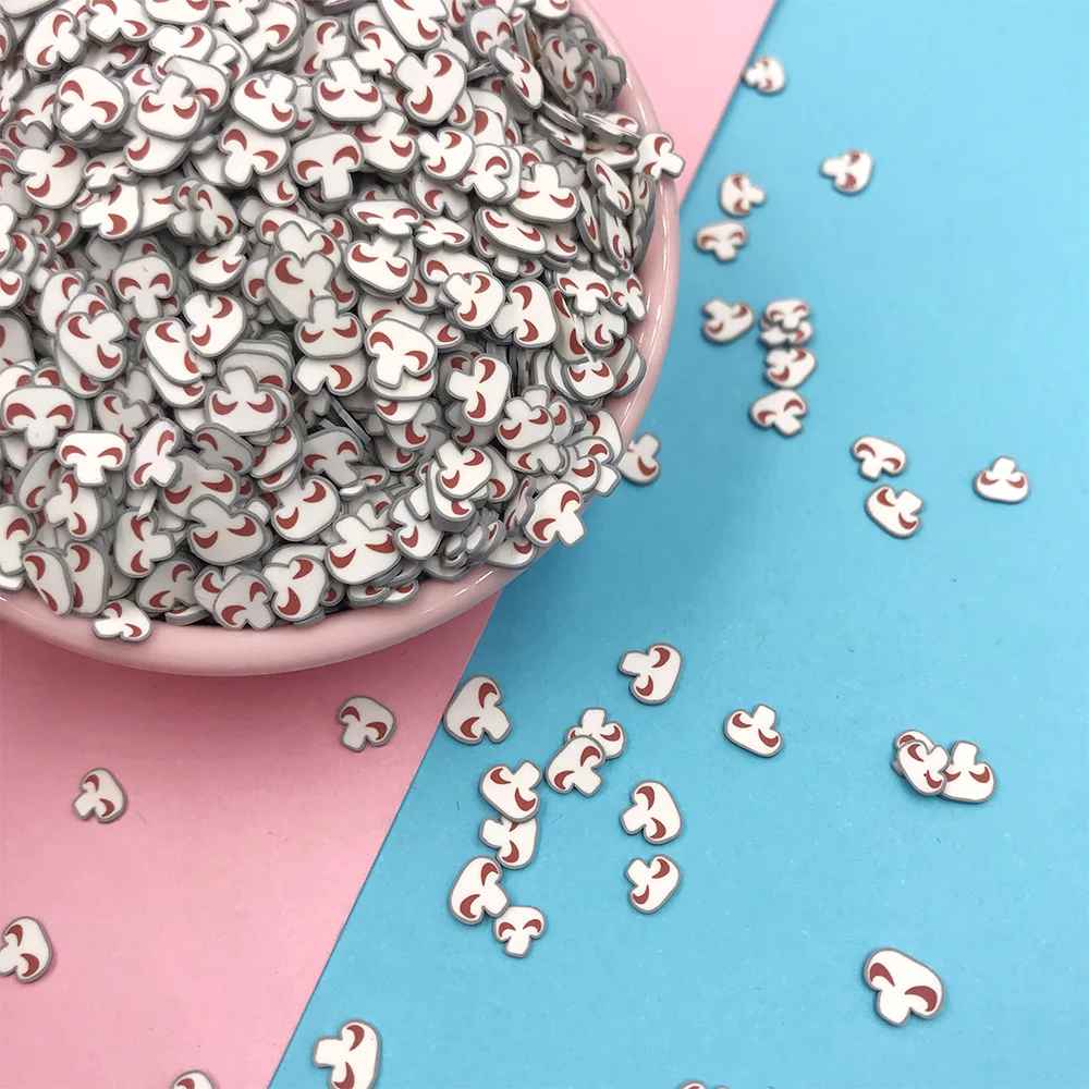 100g Polymer Mushroom Slice Hot Clay Sprinkles for Crafts Making DIY Crystal Mud Sharker Card Filling Nail Art Decoration 5mm - купить по