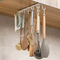 2022kitchen wrought iron double row hanging cup holder household punch free wall cabinet storage hook spatula cups rack organize