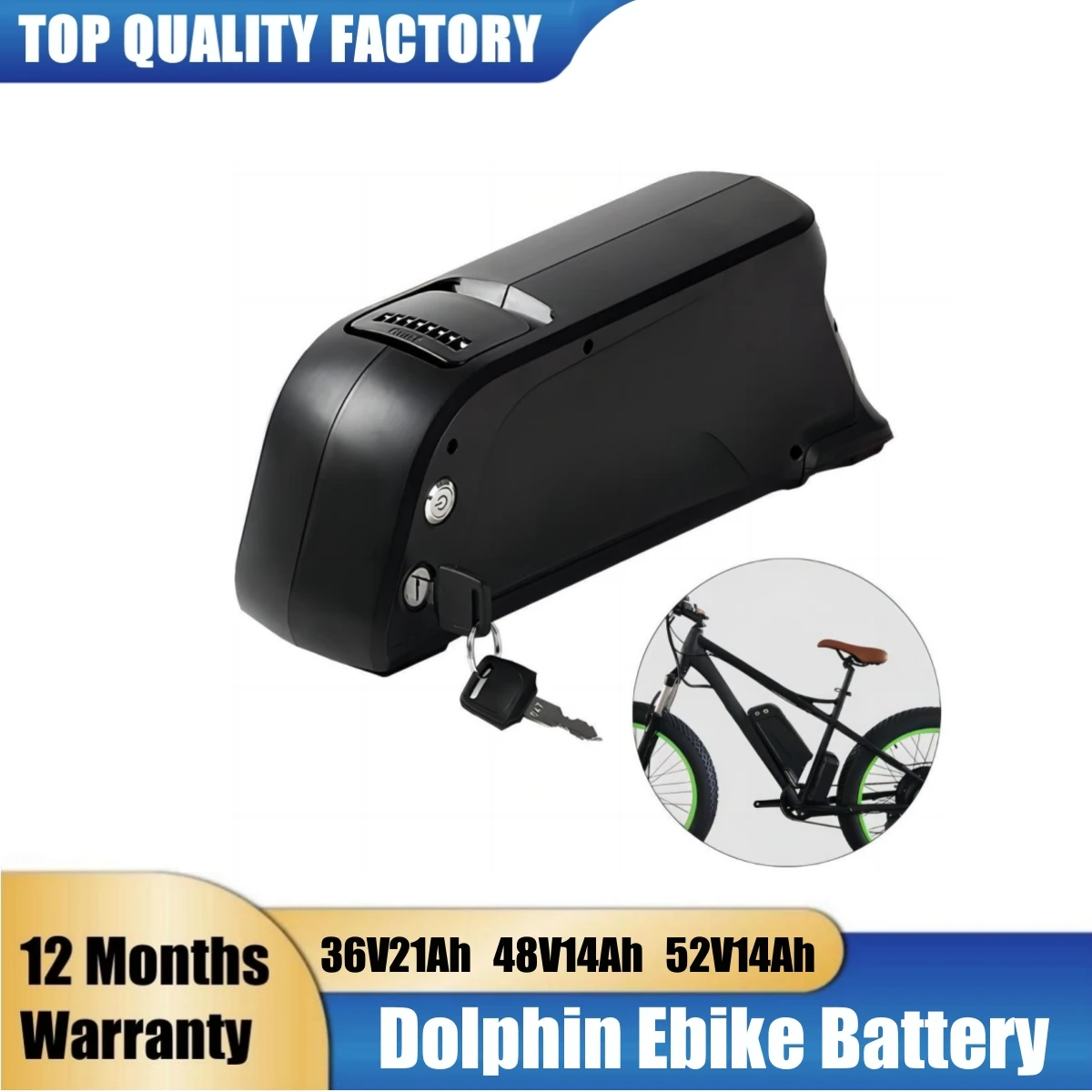 

Original 48V 14Ah Electric Bike Batteries Dolphin Atlas 52V 14Ah 36V 21Ah Ebike Battery Pack 250w 500w 750w 1000w