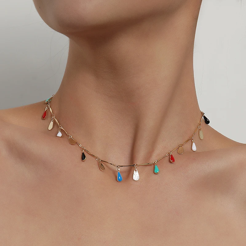 Женское модное ожерелье с подвеской в виде капель воды блестками для женщин