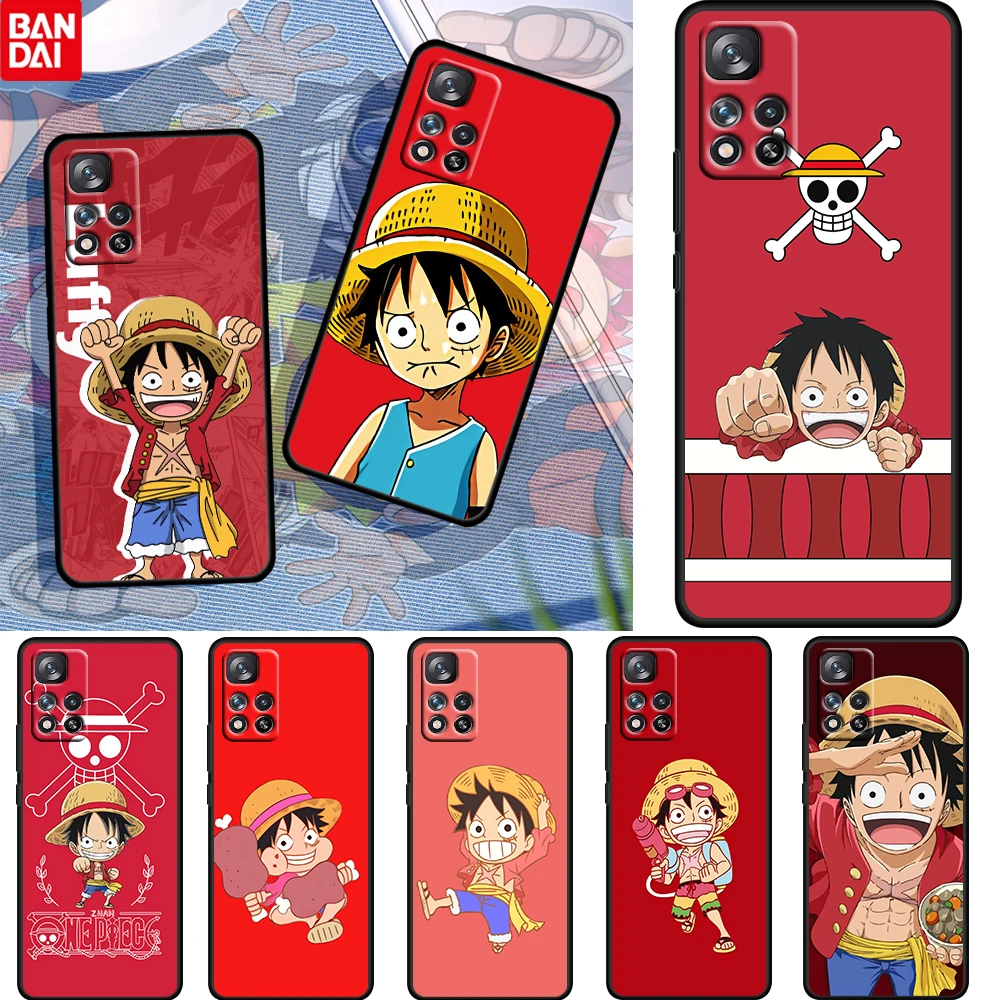 

ONE PIECE Red Luffy For Xiaomi Redmi Note 11 10 11T 10S 9 9S 8 7 5G Soft TPU Silicone Black Phone Case Fundas Coque Capa Cover