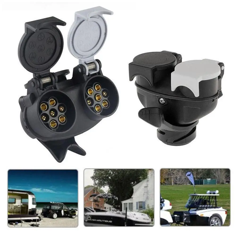 

13 Pin to 7 Pin Euro Trailer Towing Caravans Dual Socket Trailer Adapter Connector Plug Plug Adapter R4X7