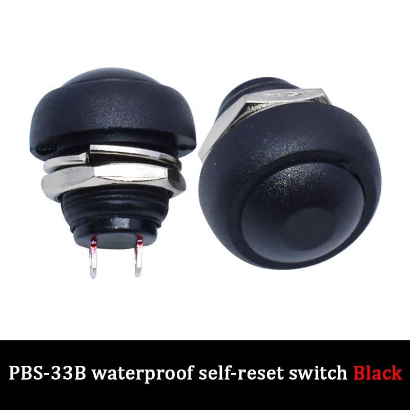 

LIZAO 2-контактный мини-переключатель 12 мм 1A водонепроницаемый переключатель pbs33b 12 В Мгновенный кнопочный переключатель сброс без блокировки