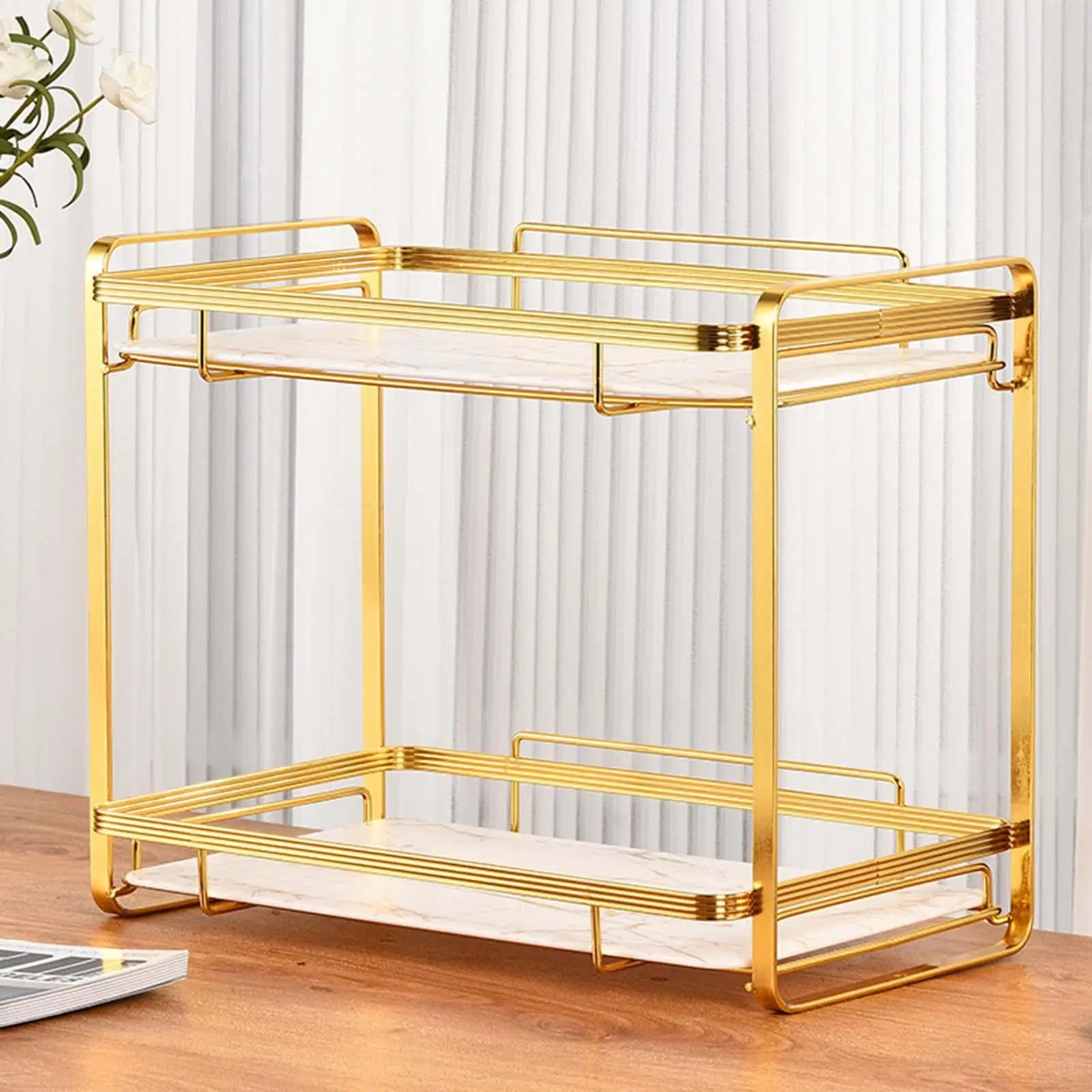 

Multipurpose Makeup Organizer Shelf with Removable Tray Vanity Organizer Rack for Desktop Living Room Dresser Bedroom Decoration