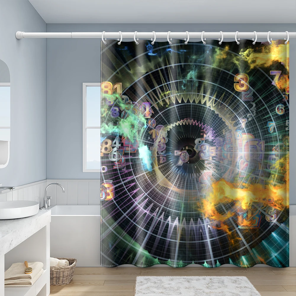 

Colorful and Gorgeous Sense of Technology Shower Curtain Waterproof Polyester Fabric Bathroom Curtain With Hook