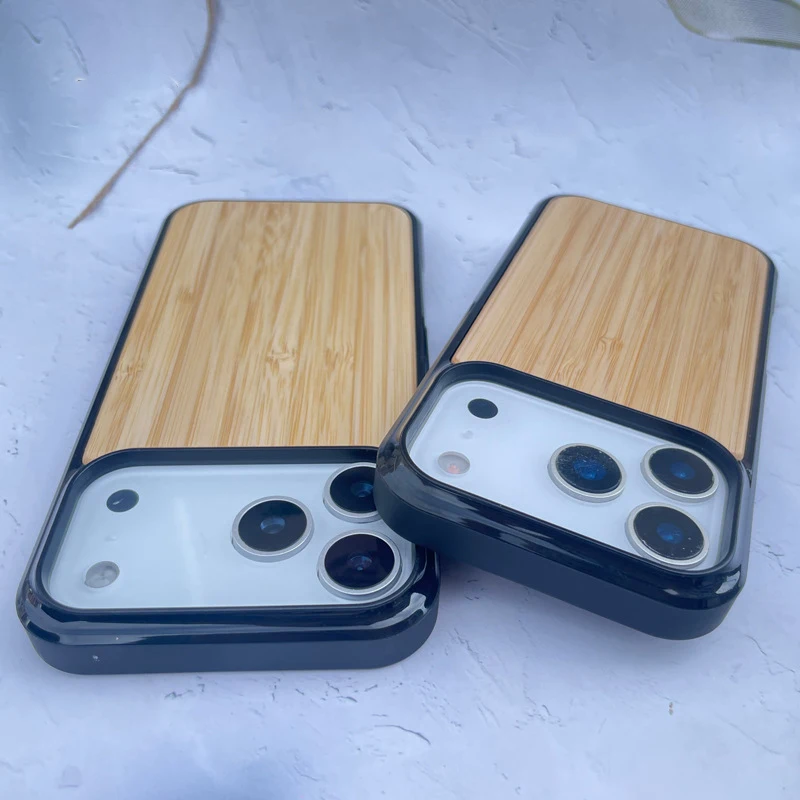 Фото Деревянный чехол для iPhone 17 Pro Max 17 Air 17Pro, чехол из бамбукового ореха, мягкий бампер, настоящая деревянная задняя часть, противоударный противоскользящий чехол №2