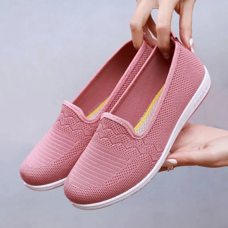 

Лоферы женские сетчатые Нескользящие, классические дышащие, розовые, без застежки, для офиса, F1212, весна-лето