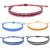 glass seed beads triplex row strip adjustable handmade bracelet women men pink black blue zipper shaple jewelry gift